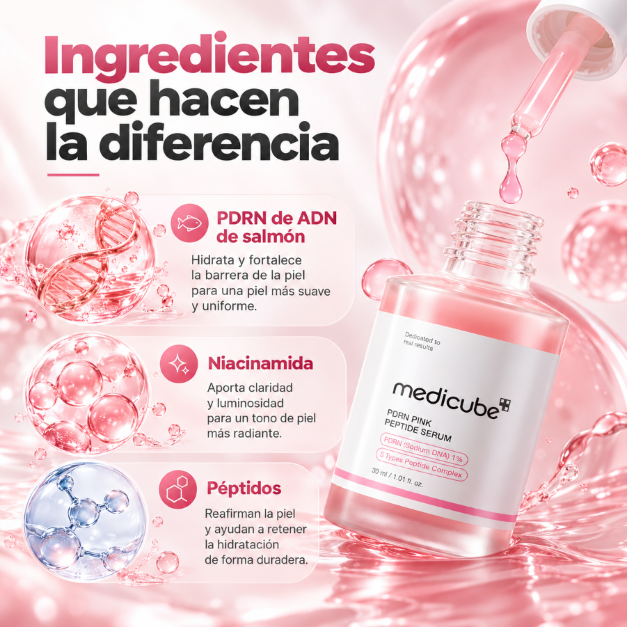 Medicube PDRN Pink Peptide Sérum | Piel Firme, Hidratada y Luminosa